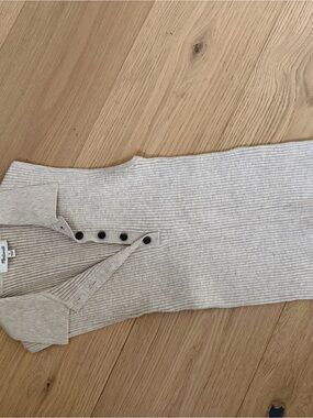 Madewell Beige Ribbed V-Neck Sweater